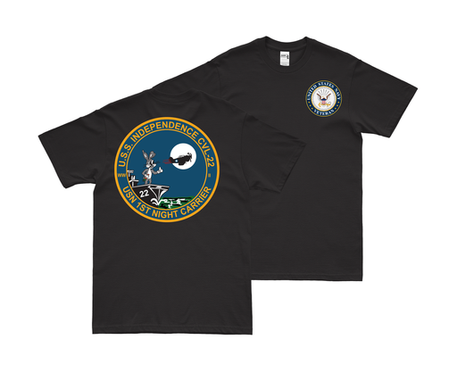 Double-Sided USS Independence (CVL-22) Veteran T-Shirt Tactically Acquired Small Black 