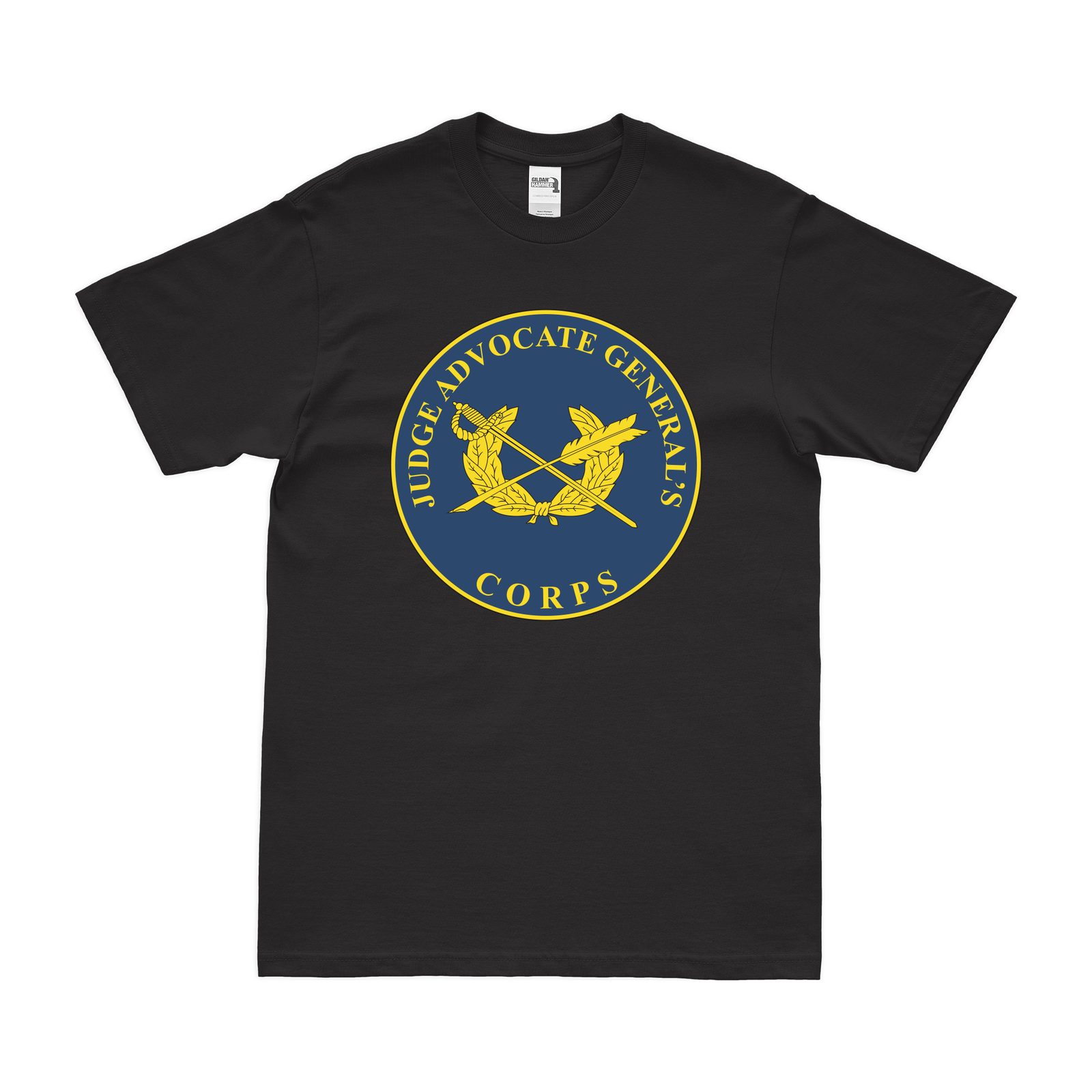 U.S. Army JAG Corps Branch Plaque T-Shirt Tactically Acquired Black Clean Small