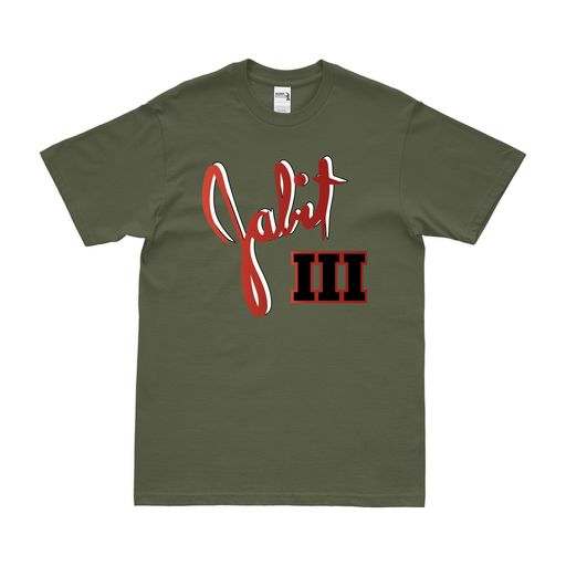 Jabit III' B-29 Superfortress Nose Art T-Shirt Tactically Acquired Military Green Clean Small