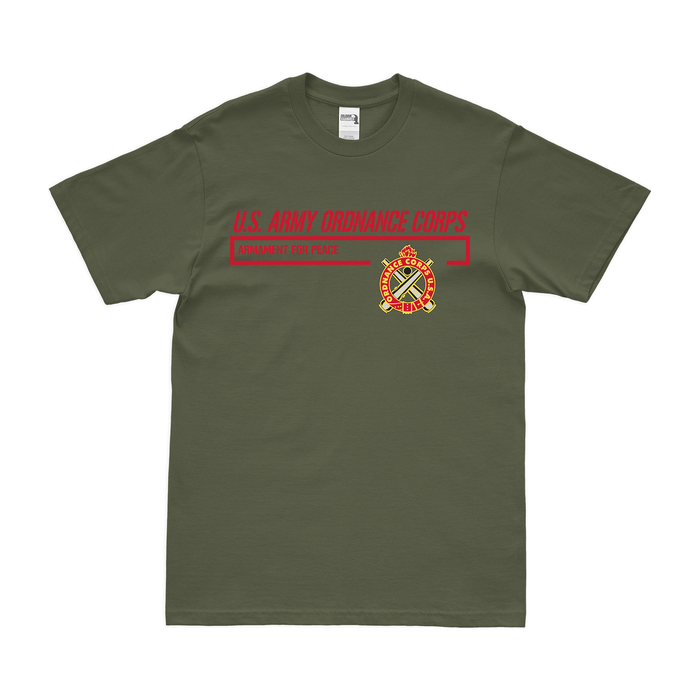 U.S. Army Ordnance Corps Modern Motto T-Shirt Tactically Acquired Military Green Clean Small