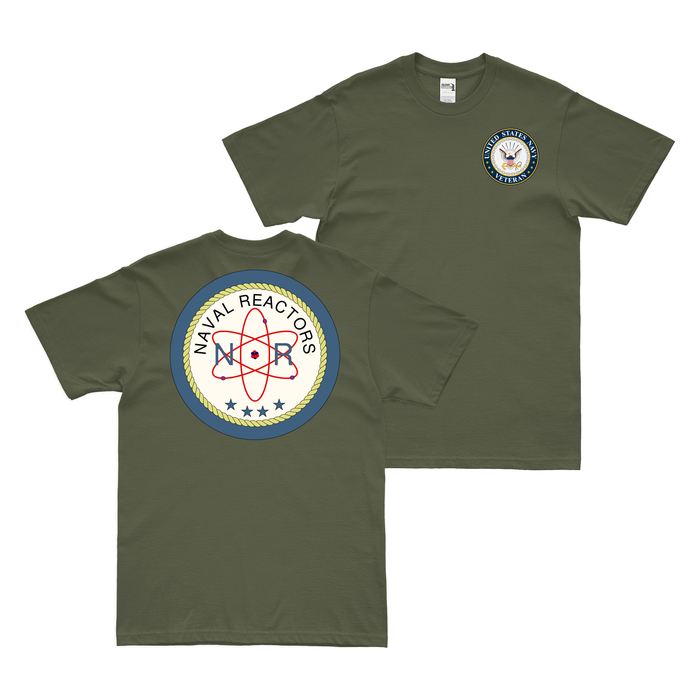 Double-Sided U.S. Naval Reactors Veteran T-Shirt Tactically Acquired Military Green Clean Small
