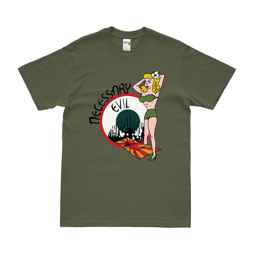 Necessary Evil' B-29 Superfortress WW2 AAF T-Shirt Tactically Acquired Military Green Clean Small