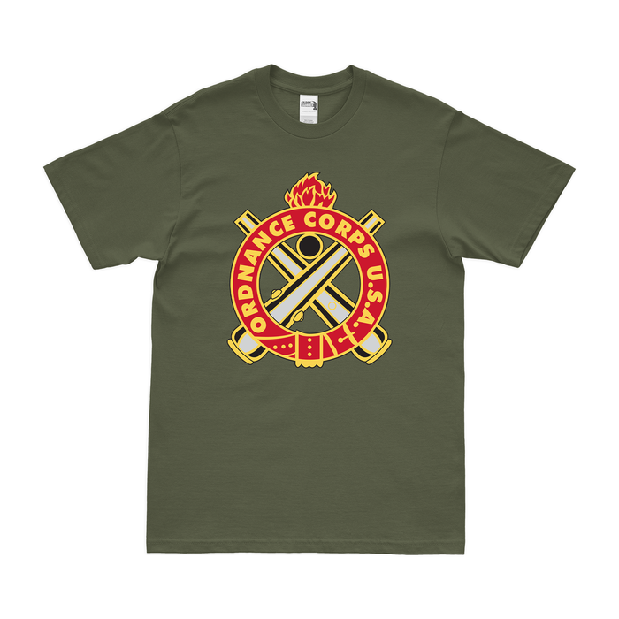 U.S. Army Ordnance Corps Insignia T-Shirt Tactically Acquired Military Green Clean Small