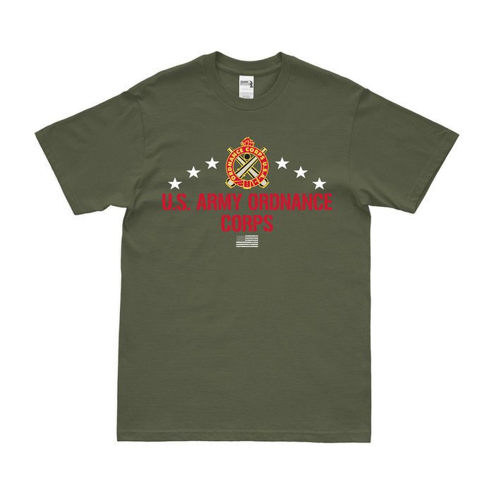 Patriotic U.S. Army Ordnance Corps T-Shirt Tactically Acquired Military Green Clean Small