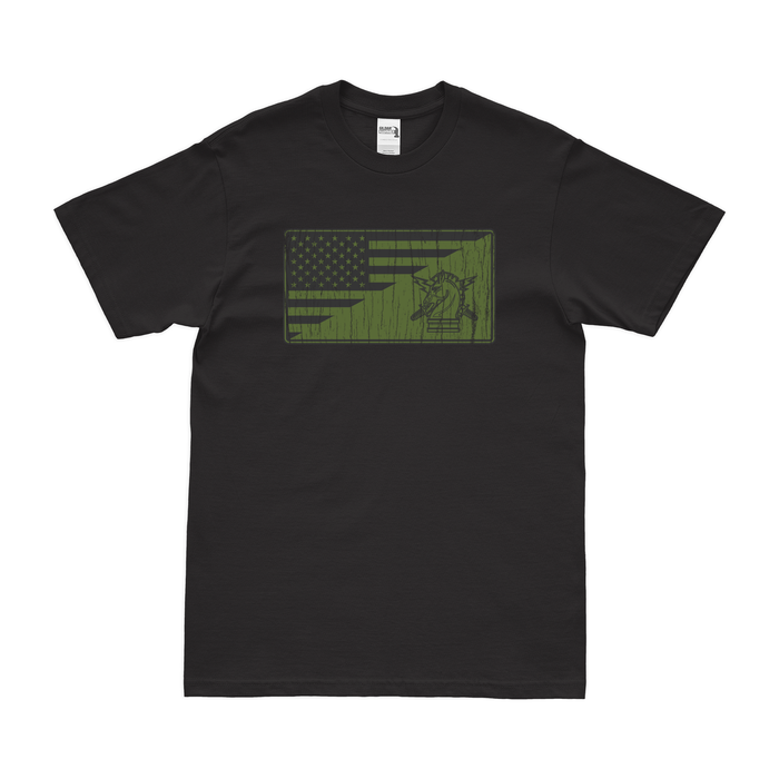 U.S. Army PSYOPS OD Green Flag T-Shirt Tactically Acquired Black Distressed Small