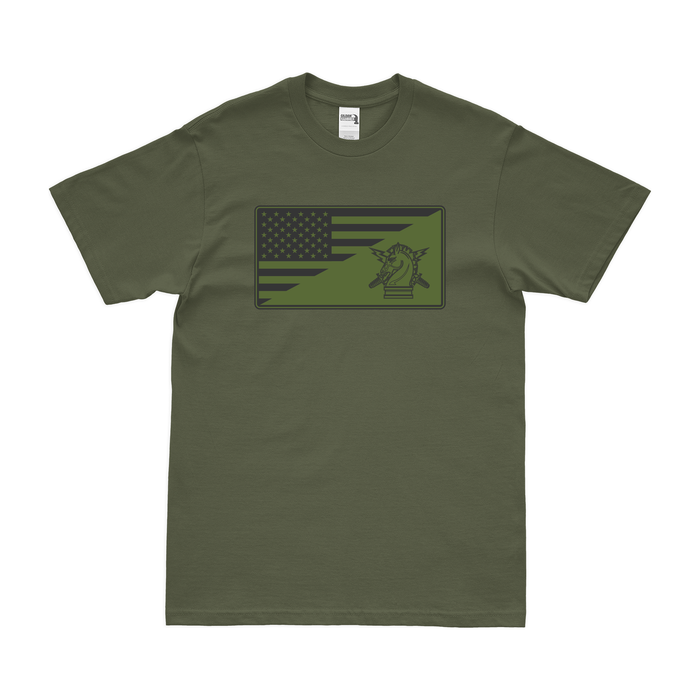 U.S. Army PSYOPS OD Green Flag T-Shirt Tactically Acquired Military Green Clean Small