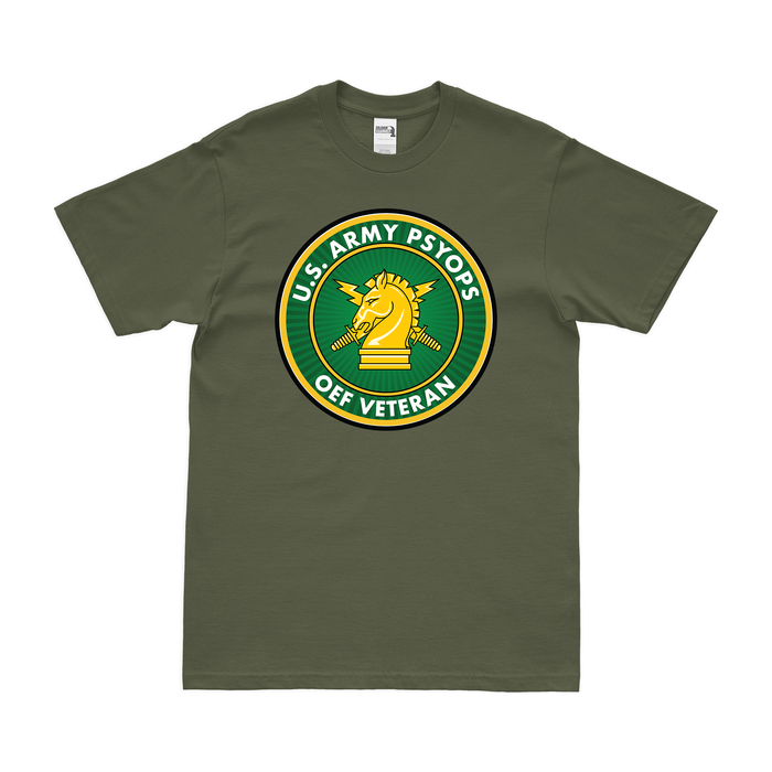 U.S. Army PSYOPS OEF Veteran T-Shirt Tactically Acquired Military Green Clean Small