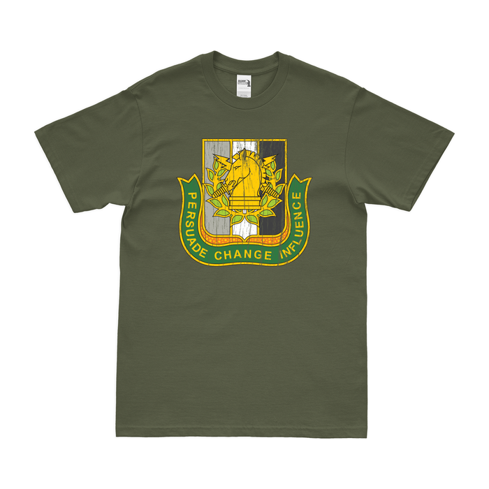 U.S. Army PSYOPS Branch Insignia T-Shirt Tactically Acquired Military Green Distressed Small
