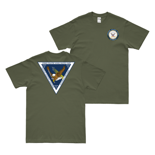 Double-Sided Strike Fighter Wing Pacific (SFWP) Veteran T-Shirt Tactically Acquired Military Green Clean Small