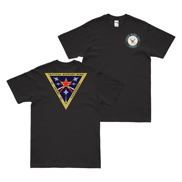 Double-Sided Tactical Support Wing Navy Veteran T-Shirt Tactically Acquired Black Clean Small