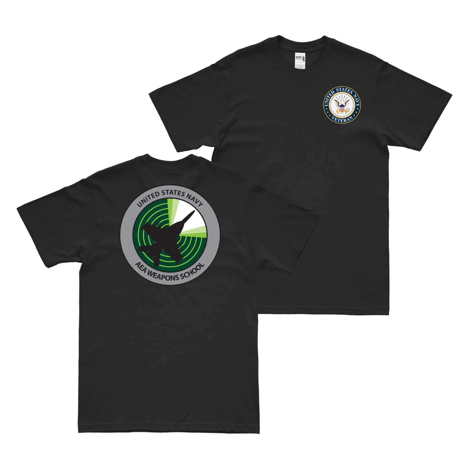 Double-Sided U.S. Navy EAWS Graduate Veteran T-Shirt Tactically Acquired Black Clean Small