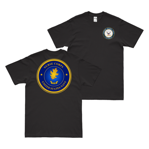 Double-Sided U.S. Navy Nurse Corps Veteran T-Shirt Tactically Acquired Black Clean Small