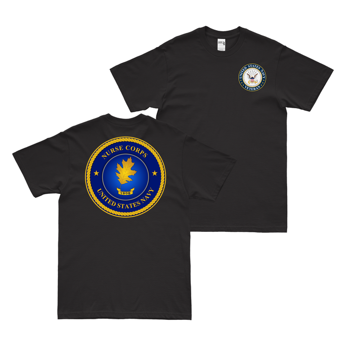 Double-Sided U.S. Navy Nurse Corps Veteran T-Shirt Tactically Acquired Black Clean Small