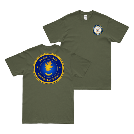 Double-Sided U.S. Navy Nurse Corps Veteran T-Shirt Tactically Acquired Military Green Clean Small