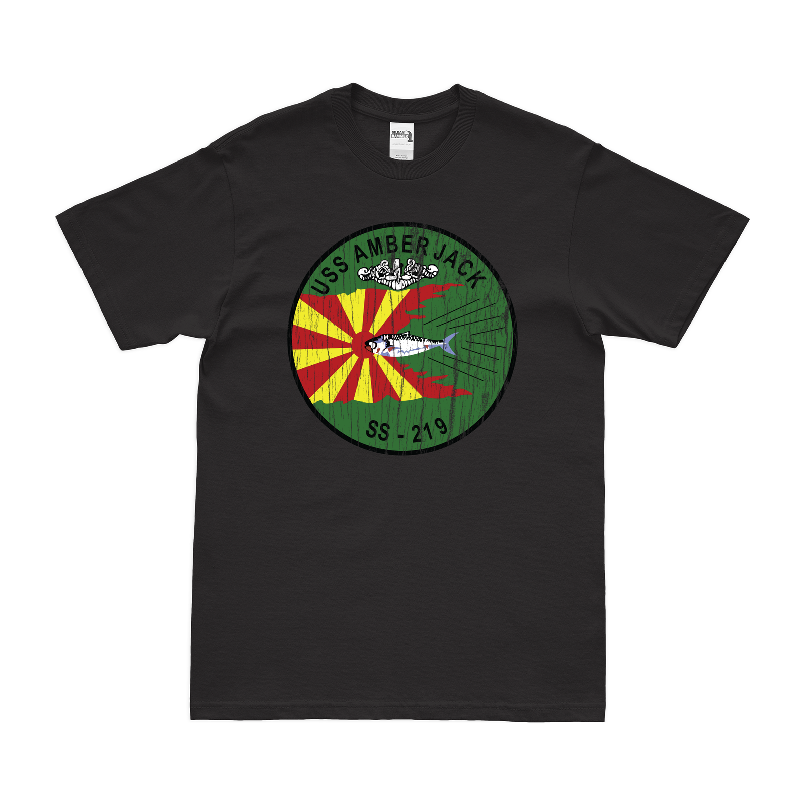 USS Amberjack (SS-219) Gato-class Submarine T-Shirt Tactically Acquired Black Distressed Small