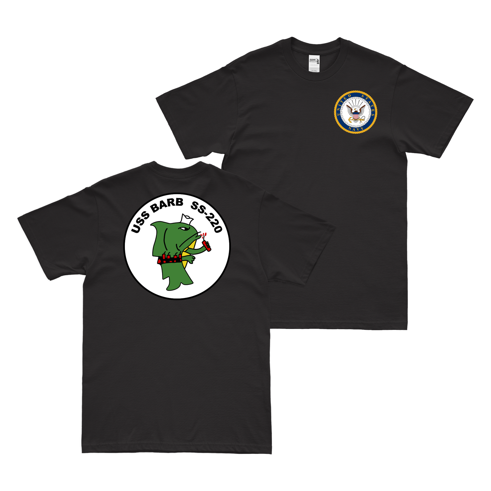 Double-Sided USS Barb (SS-220) T-Shirt Tactically Acquired Black Clean Small