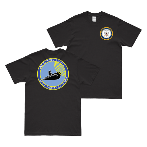 Double-Sided USS Bluegill (SS-242) T-Shirt Tactically Acquired Black Clean Small
