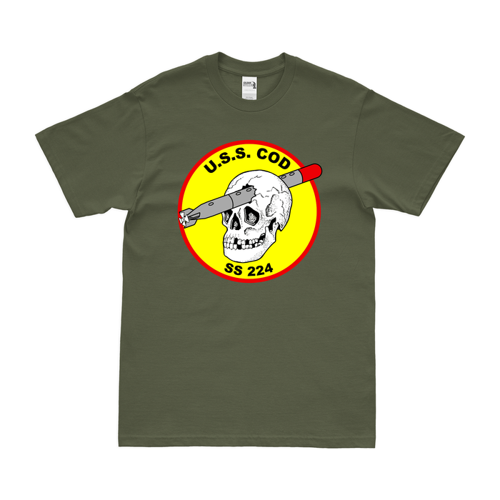 USS Cod (SS-224) Gato-class Submarine T-Shirt Tactically Acquired Military Green Clean Small