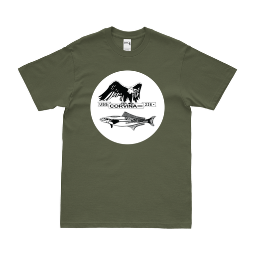 USS Corvina (SS-226) Gato-class Submarine T-Shirt Tactically Acquired Military Green Clean Small