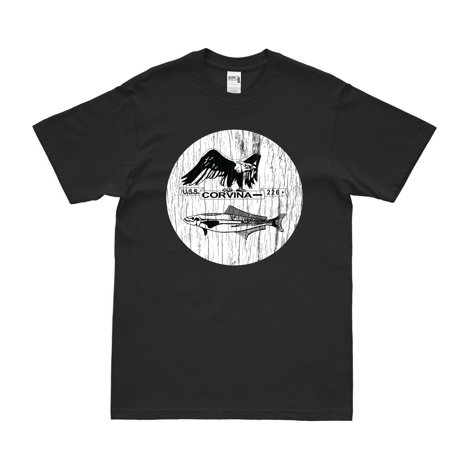 USS Corvina (SS-226) Gato-class Submarine T-Shirt Tactically Acquired Black Distressed Small