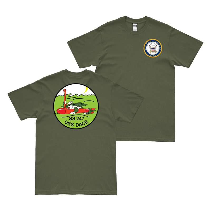 Double-Sided USS Dace (SS-247) Gato-class Submarine T-Shirt