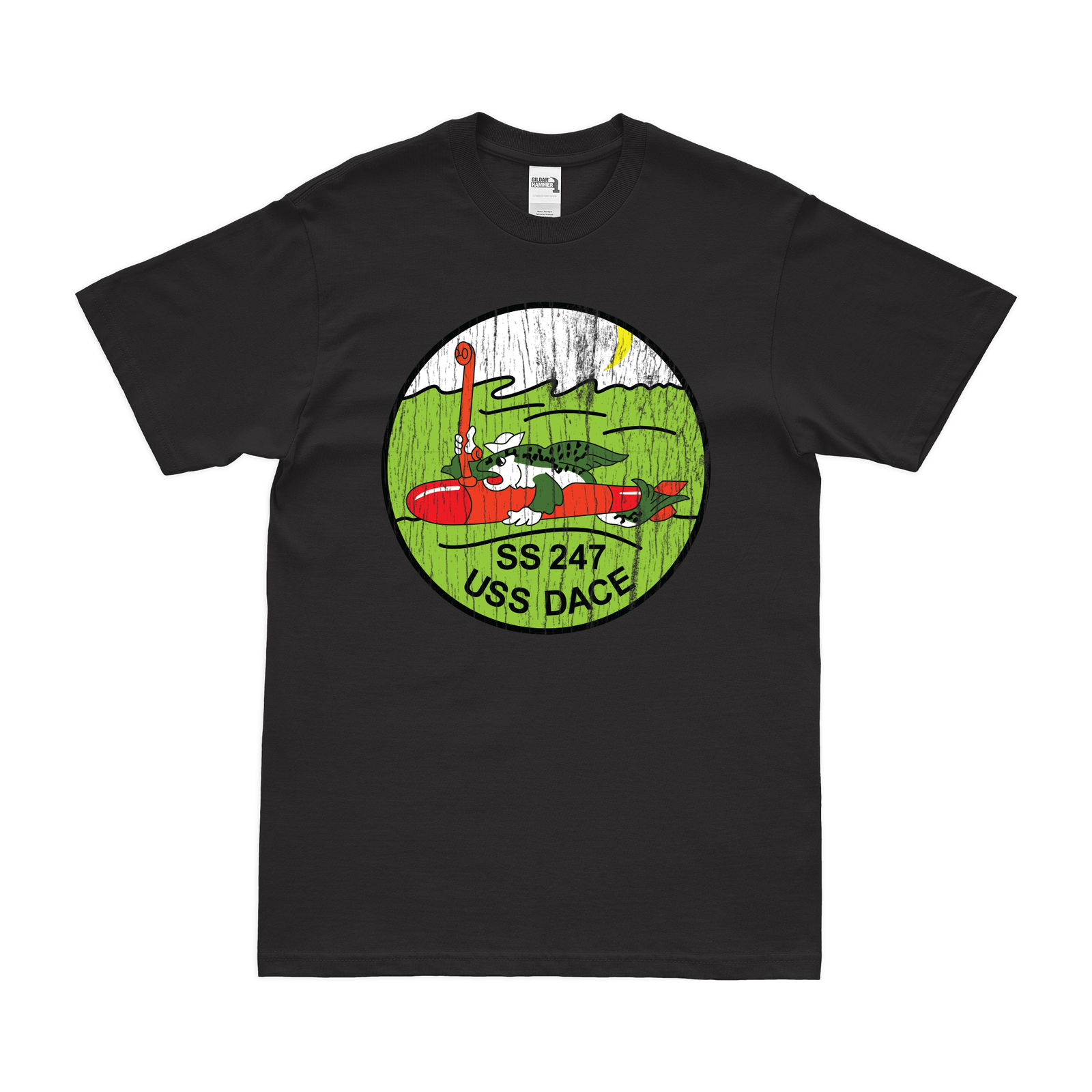 USS Dace (SS-247) Gato-class Submarine T-Shirt Tactically Acquired Black Distressed Small