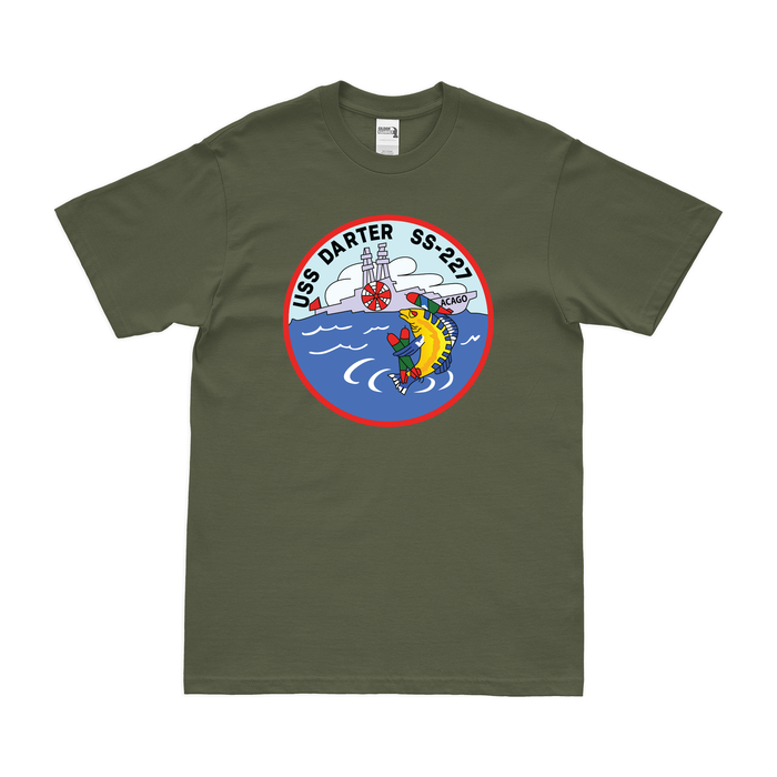 USS Darter (SS-227) Gato-class Submarine T-Shirt Tactically Acquired Military Green Clean Small