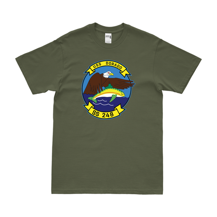 USS Dorado (SS-248) Submarine T-Shirt Tactically Acquired Military Green Clean Small