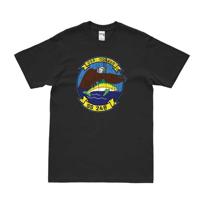 USS Dorado (SS-248) Submarine T-Shirt Tactically Acquired Black Distressed Small