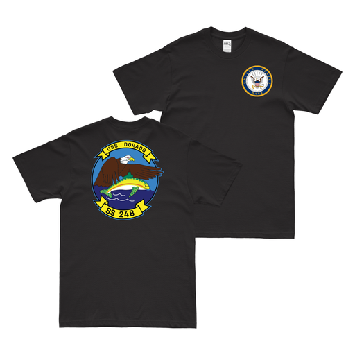 Double-Sided USS Dorado (SS-248) Gato-class Submarine T-Shirt Tactically Acquired Black Clean Small