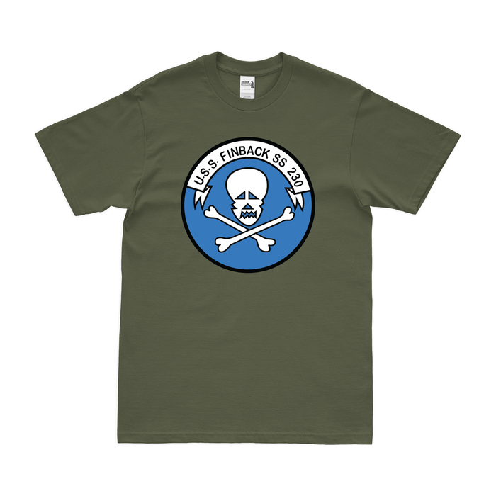 USS Finback (SS-230) Gato-class Submarine T-Shirt Tactically Acquired Military Green Clean Small