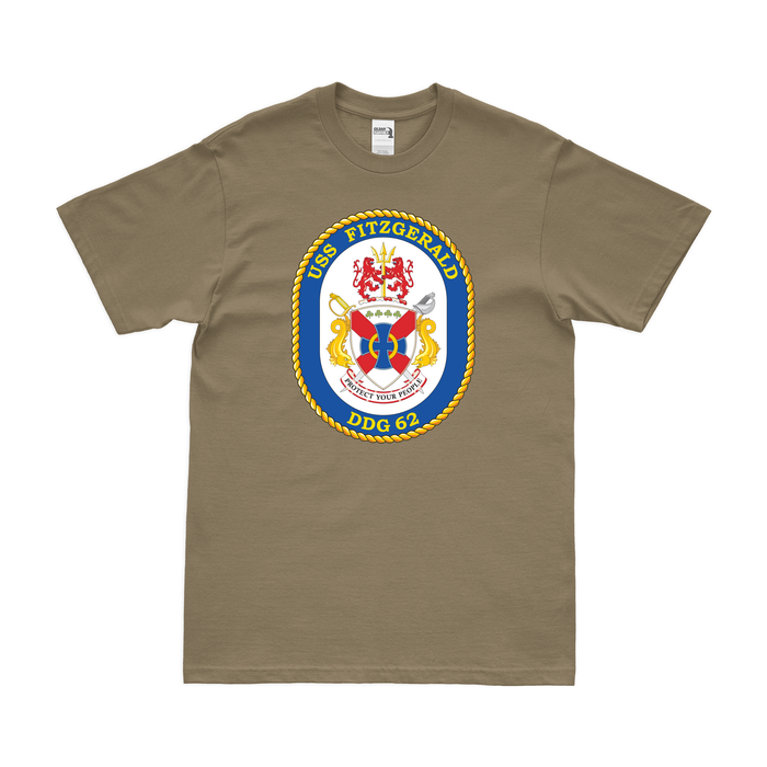 USS Fitzgerald (DDG-62) Logo Emblem T-Shirt Tactically Acquired Coyote Brown Small 