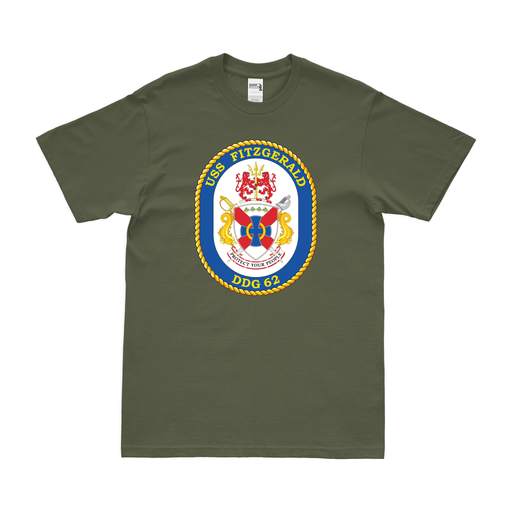 USS Fitzgerald (DDG-62) Logo Emblem T-Shirt Tactically Acquired Military Green Small 