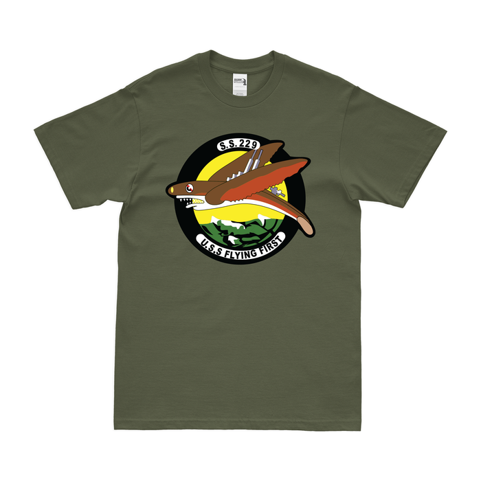USS Flying Fish (SS-229) Gato-class Submarine T-Shirt Tactically Acquired Military Green Clean Small