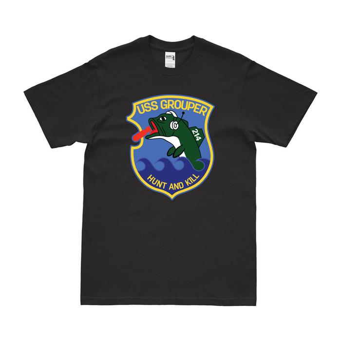 USS Grouper (SS-214) Gato-class Submarine T-Shirt Tactically Acquired Black Clean Small