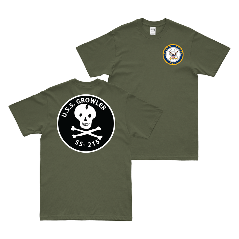 Double-Sided USS Growler (SS-215) Gato-class Submarine T-Shirt
