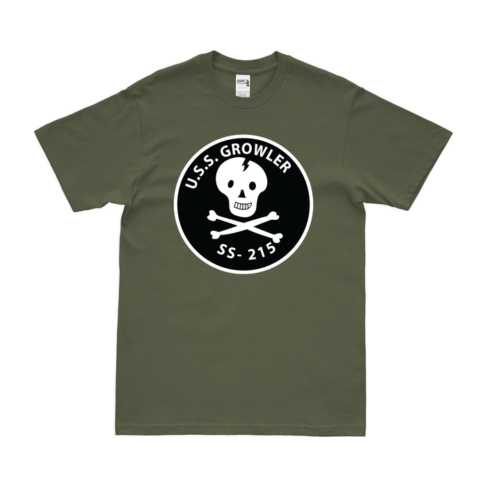 USS Growler (SS-215) Gato-class Submarine T-Shirt Tactically Acquired Military Green Clean Small