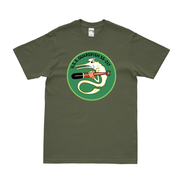 USS Guardfish (SS-217) Gato-class Submarine T-Shirt Tactically Acquired Military Green Clean Small