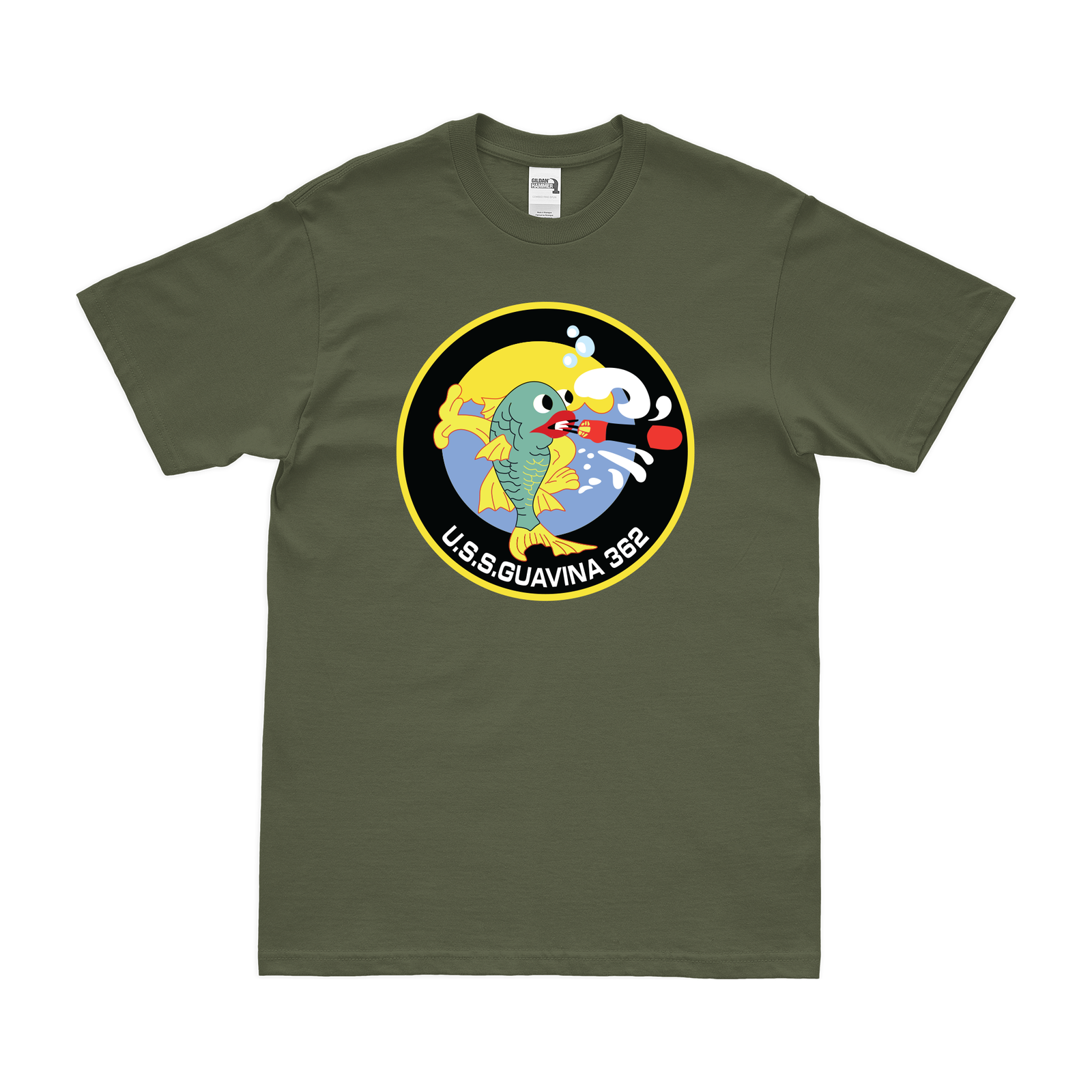 USS Guavina (SS-362) Submarine T-Shirt Tactically Acquired Military Green Clean Small