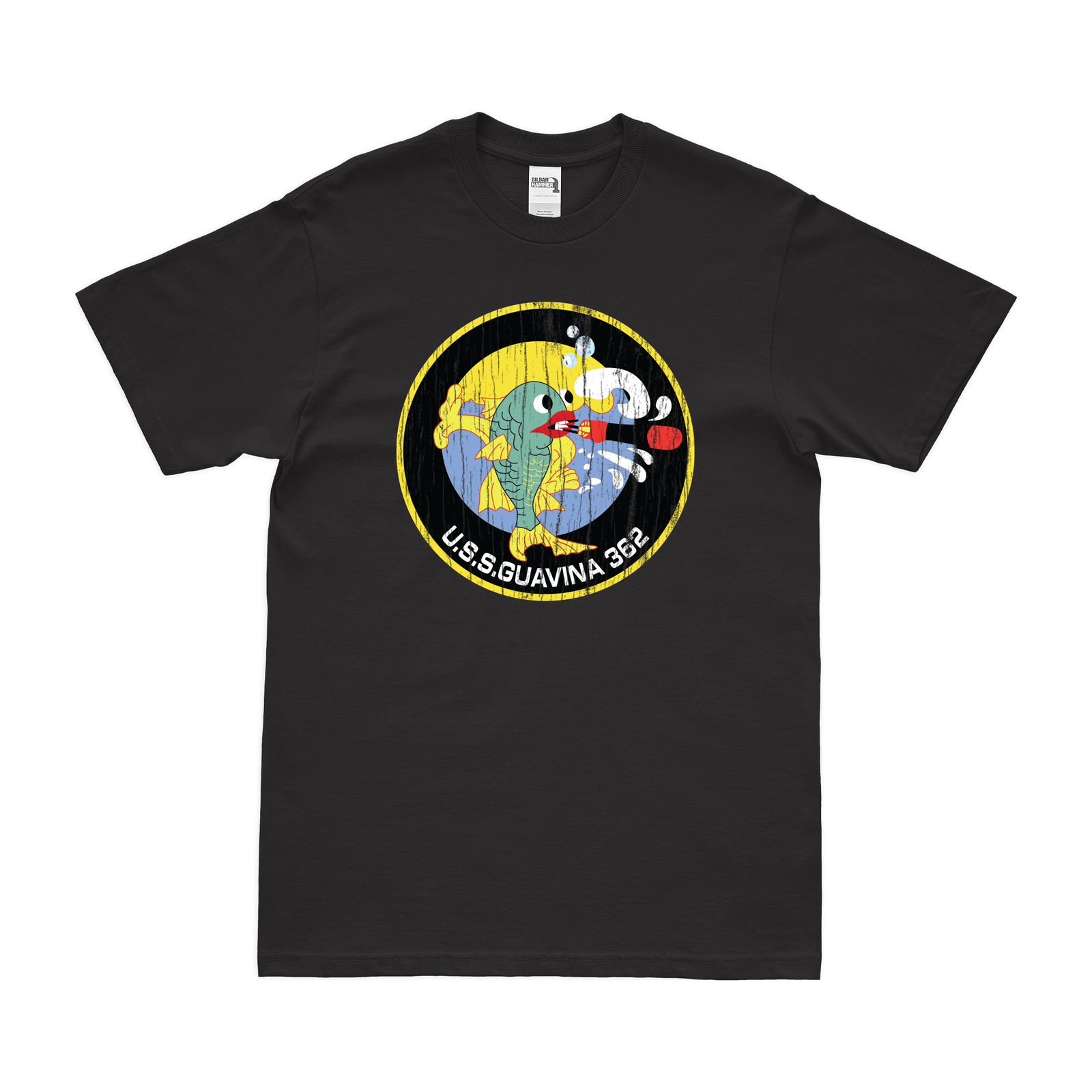 USS Guavina (SS-362) Submarine T-Shirt Tactically Acquired Black Distressed Small
