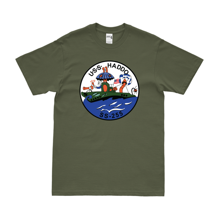 USS Haddo (SS-255) Gato-class Submarine T-Shirt Tactically Acquired Military Green Clean Small