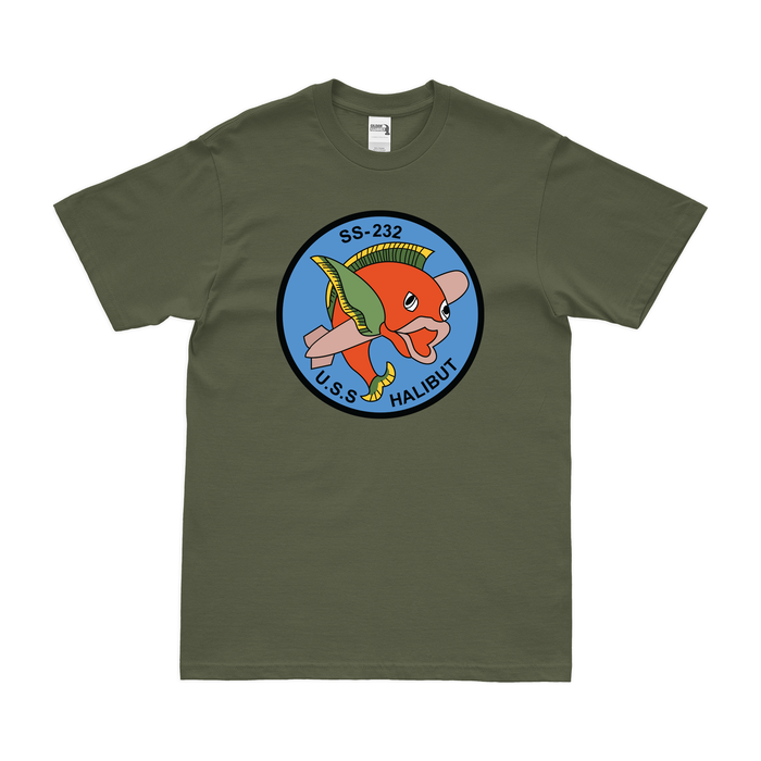 USS Halibut (SS-232) Gato-class Submarine T-Shirt Tactically Acquired Military Green Clean Small