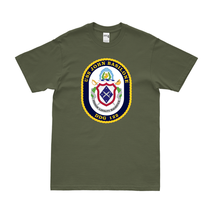 USS John Basilone (DDG-122) Logo Emblem T-Shirt Tactically Acquired Small Military Green 