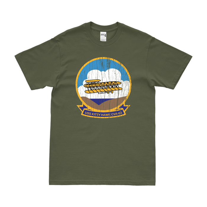 USS Kitty Hawk (CVA-63) T-Shirt Tactically Acquired Military Green Distressed Small