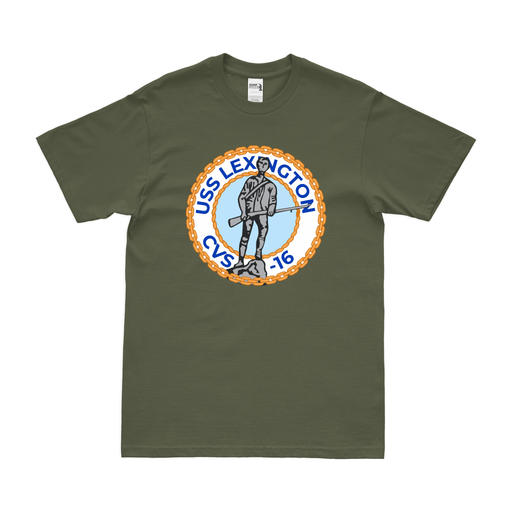 USS Lexington (CVS-16) T-Shirt Tactically Acquired Military Green Clean Small