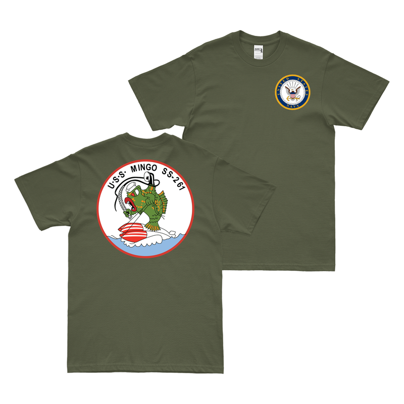 Double-Sided USS Mingo (SS-261) Gato-class Submarine T-Shirt