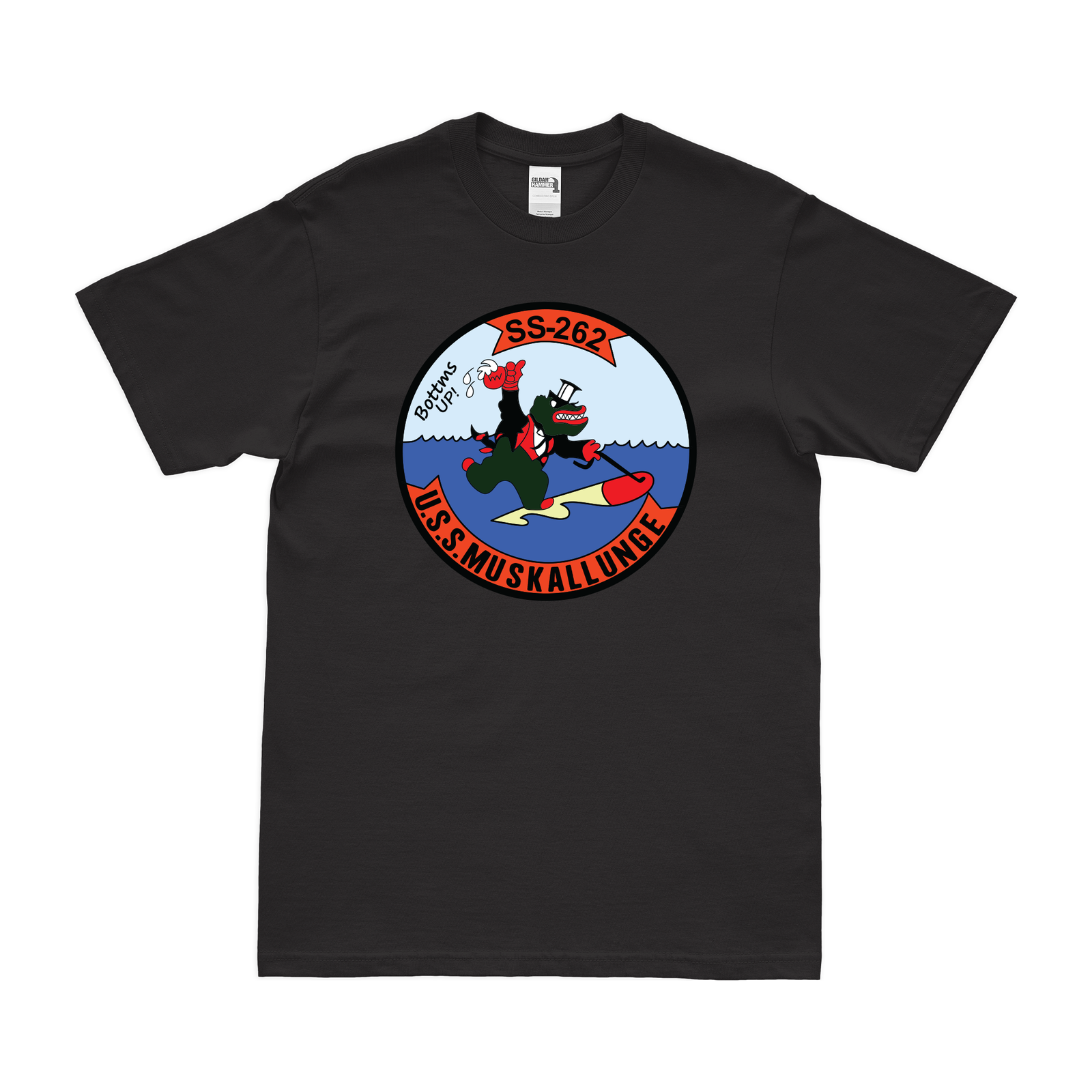 USS Muskallunge (SS-262) Gato-class Submarine T-Shirt Tactically Acquired Black Clean Small