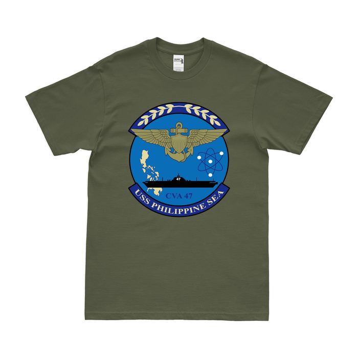 USS Philippine Sea (CVA-47) T-Shirt Tactically Acquired Military Green Clean Small