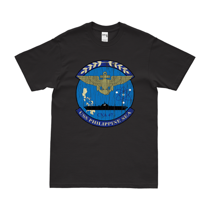 USS Philippine Sea (CVA-47) T-Shirt Tactically Acquired Black Distressed Small