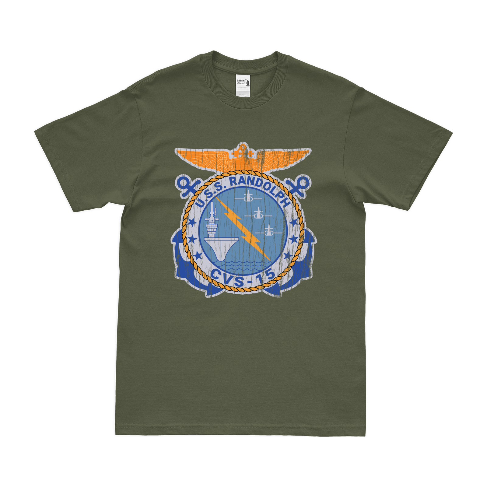 USS Randolph (CVS-15) T-Shirt Tactically Acquired Military Green Distressed Small